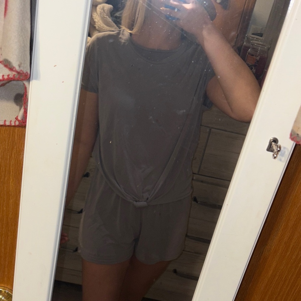 Gray Short Sleeve Romper